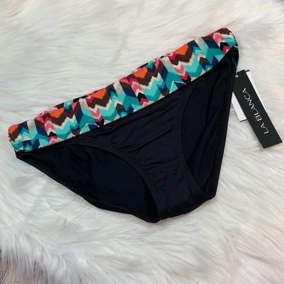 NWT La Blanca Multicolored Shirred Band Hipster - Picture 3 of 8